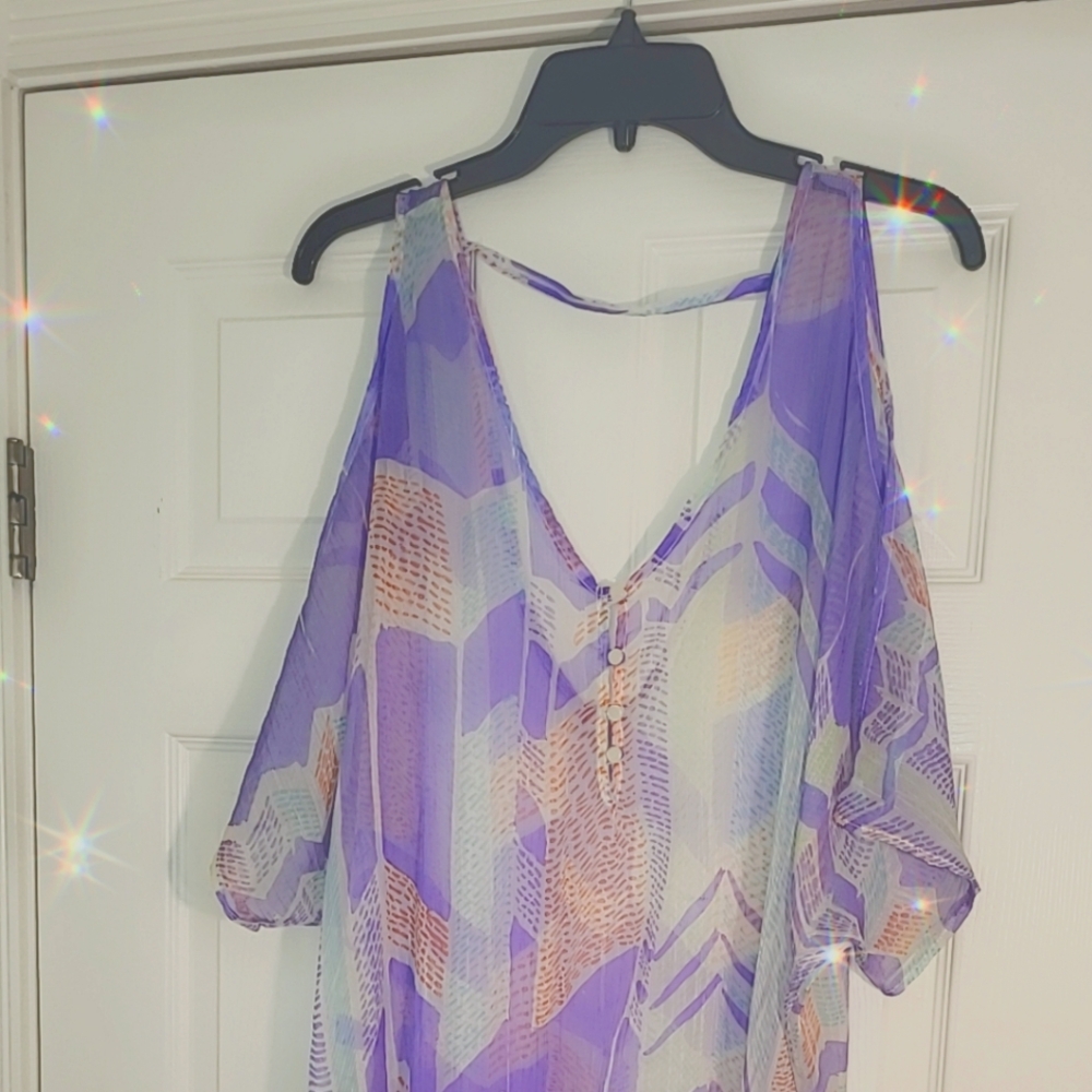 Lush brand Purple printed vacay cover-up dress.